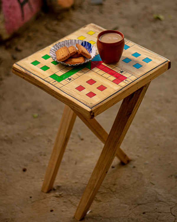 Scrapshala Natural Reclaimed Wood Multipurpose Ludo Game Coffee Table