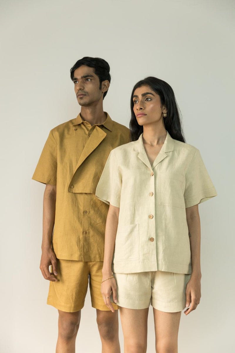 Anushé Pirani Hemp Cotton Men's Almond Shirt