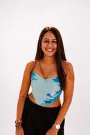 JOD Cotton body Fit Hand Painted Floral Blue Corset Top for Women