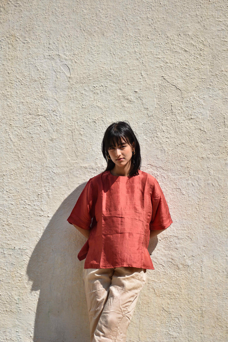 With N. Patch Top-Red