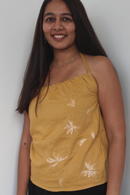 JOD Cotton Womens Mustard Phool Floral Tank Top