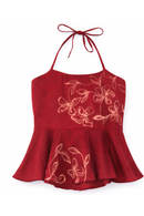 JOD Cotton Womens Red Phool Halter Neck Tops