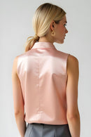 Studio Amala Rosé Velvet Cupro Satin Women’s Champagne Pink Shirt