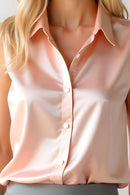 Studio Amala Rosé Velvet Cupro Satin Women’s Champagne Pink Shirt