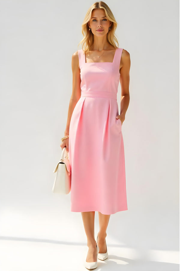 Studio Amala Rosé Blush Cotton Midi Designer Dress