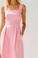 Studio Amala Rosé Blush Cotton Midi Designer Dress