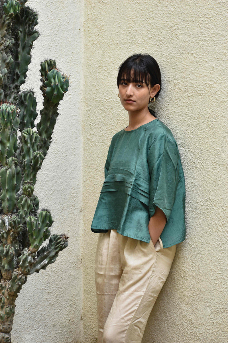 With N. Pleated Top- Green