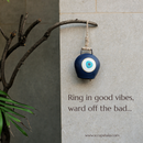 Scrapshala Evil Eye Cowbell Hanging | Handcrafted and Sustainable | Protective Wall & Door Hanging with Soothing Sound