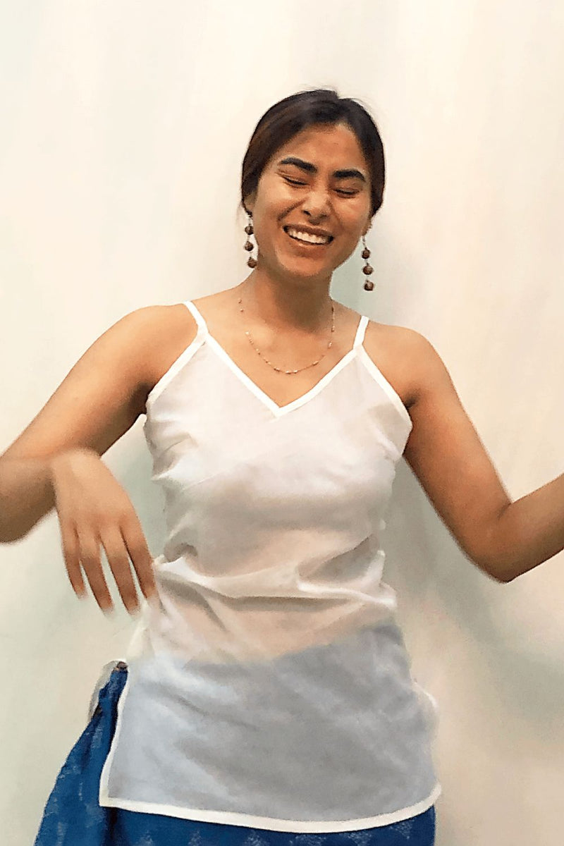 Asian In Me | Mul-Cotton Women's Off-White Slip Top I Ravi Kumari Slip Top