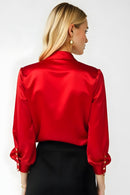 Studio Amala Scarlet Silk Rouge Women's Designer Satin Shirt