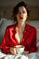 Studio Amala Scarlet Silk Rouge Women's Designer Satin Shirt