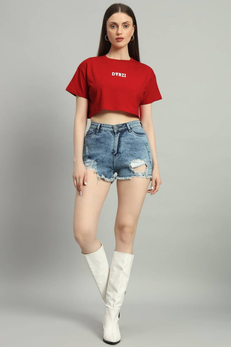 Dvrzi Red Signature Cropped Tee