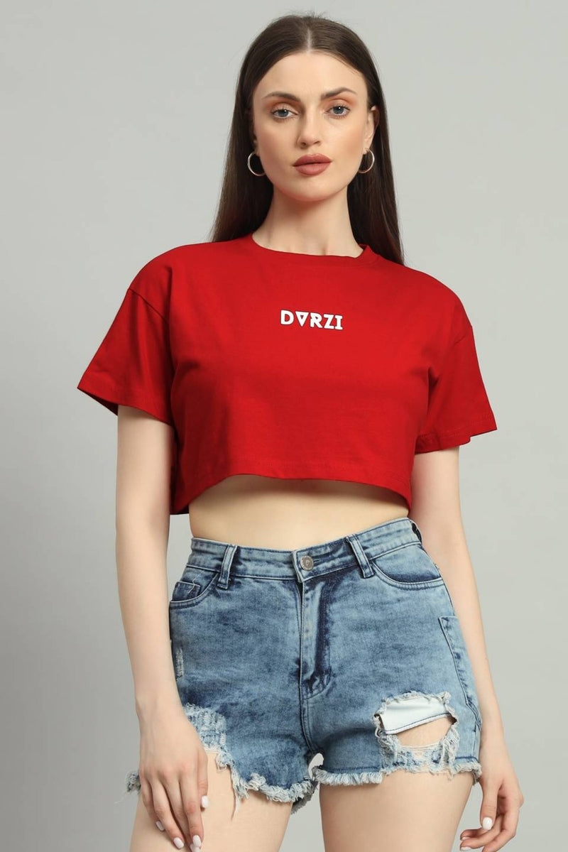 Dvrzi Red Signature Cropped Tee