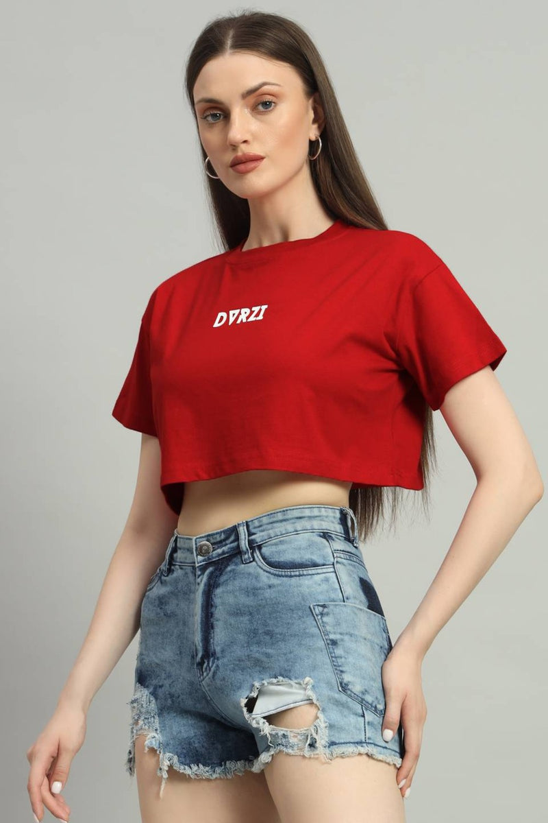 Dvrzi Red Signature Cropped Tee