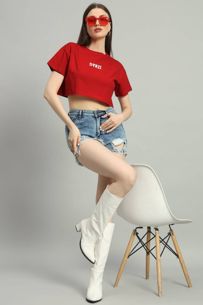 Dvrzi Red Signature Cropped Tee