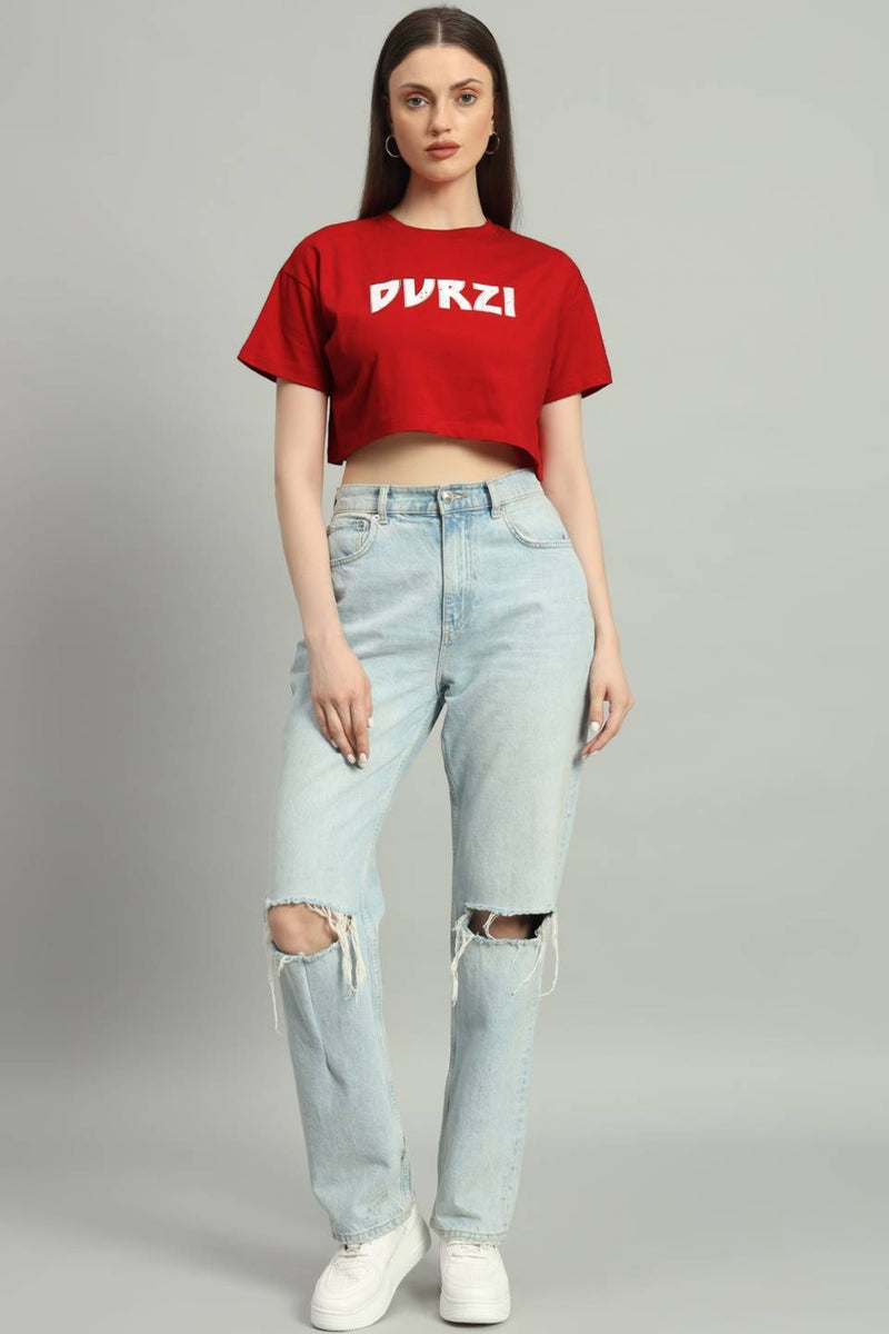 Dvrzi Red Understated Cropped Tee