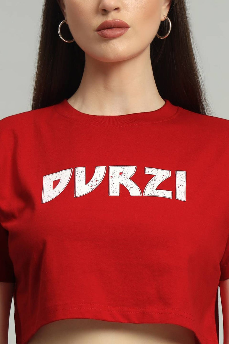 Dvrzi Red Understated Cropped Tee