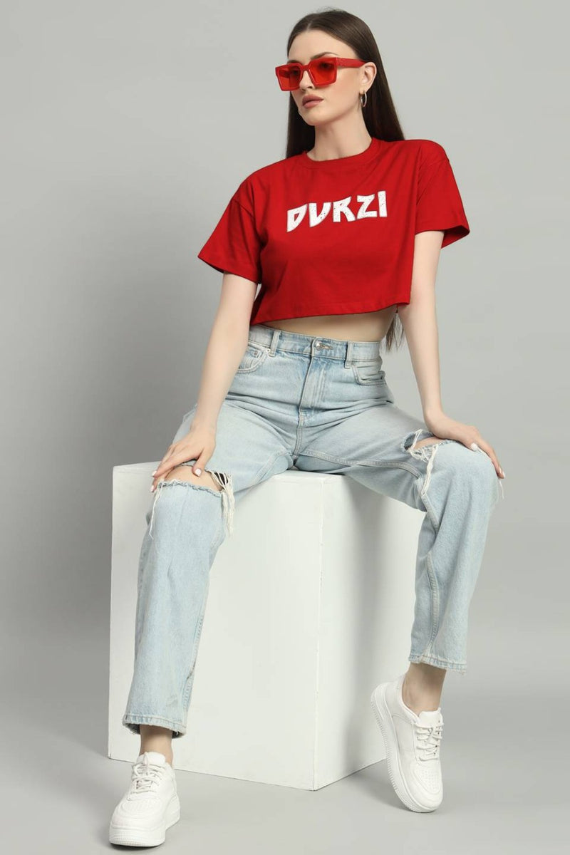 Dvrzi Red Understated Cropped Tee