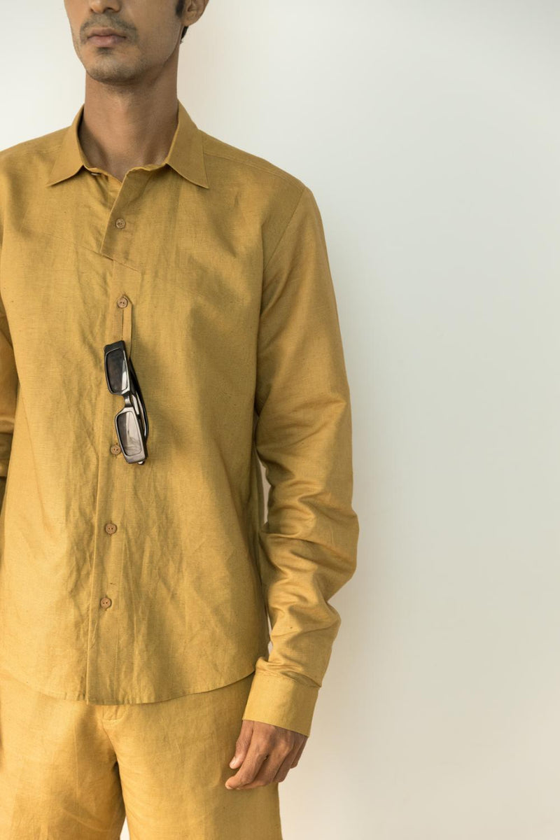 Anushé Pirani Hemp Cotton Men's Almond Shirt