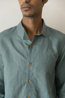 Anushé Pirani Hemp Cotton Men's Ocean Blue Shirt