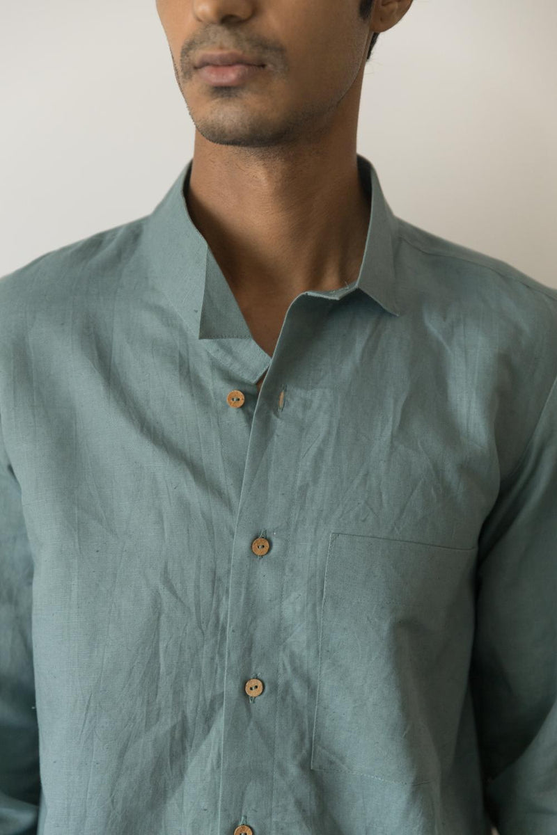 Anushé Pirani Hemp Cotton Men's Ocean Blue Shirt