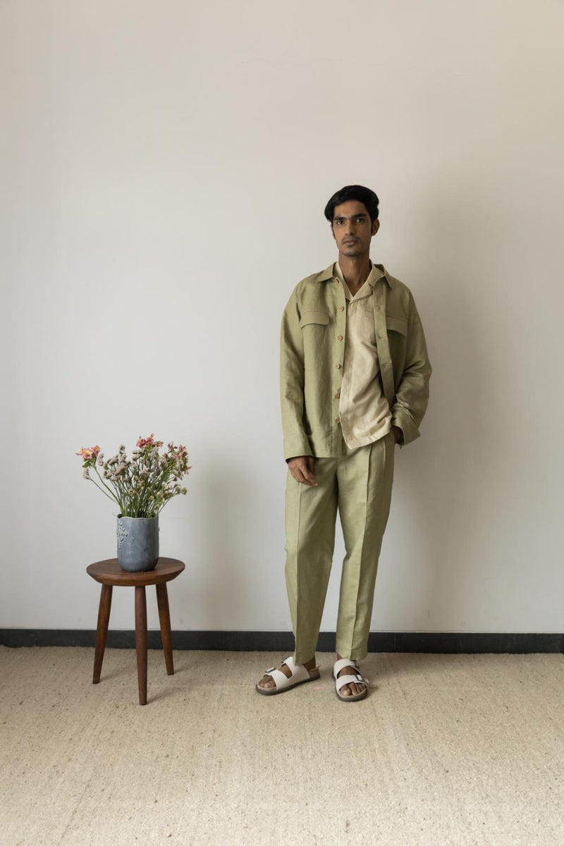 Anushé Pirani Hemp Cotton Men's Moss Green Pants