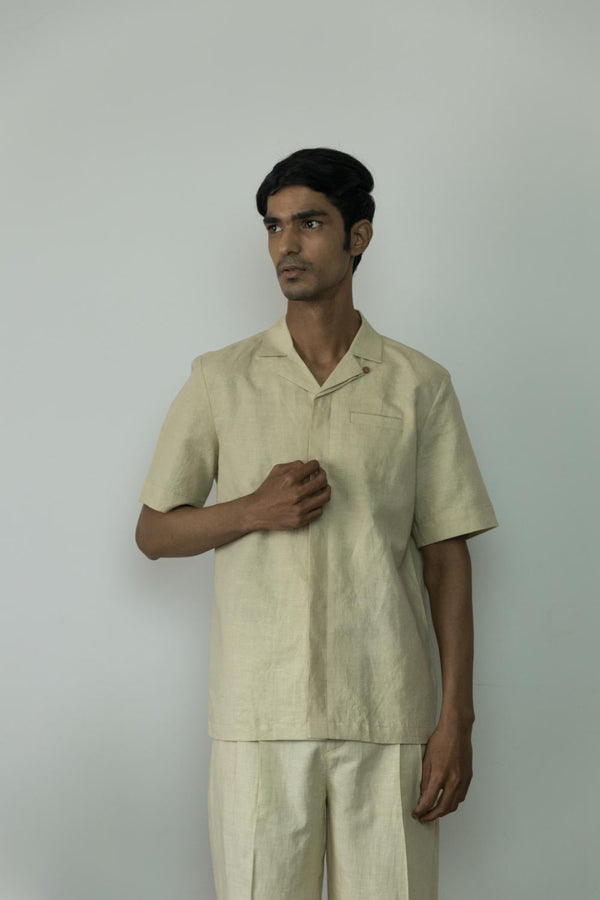 Anushé Pirani Hemp Cotton Men's Beige Shirt