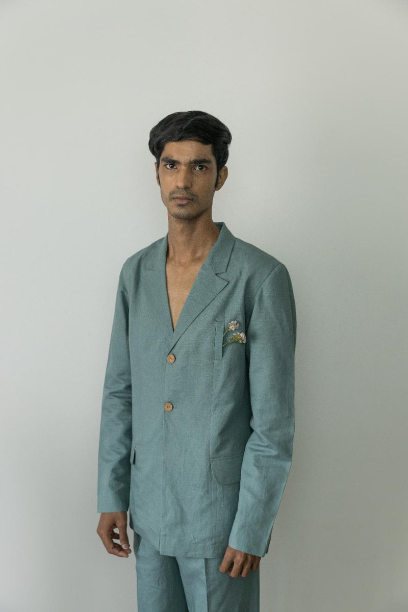 Anushé Pirani Hemp Cotton Men's Ocean Blue Blazer