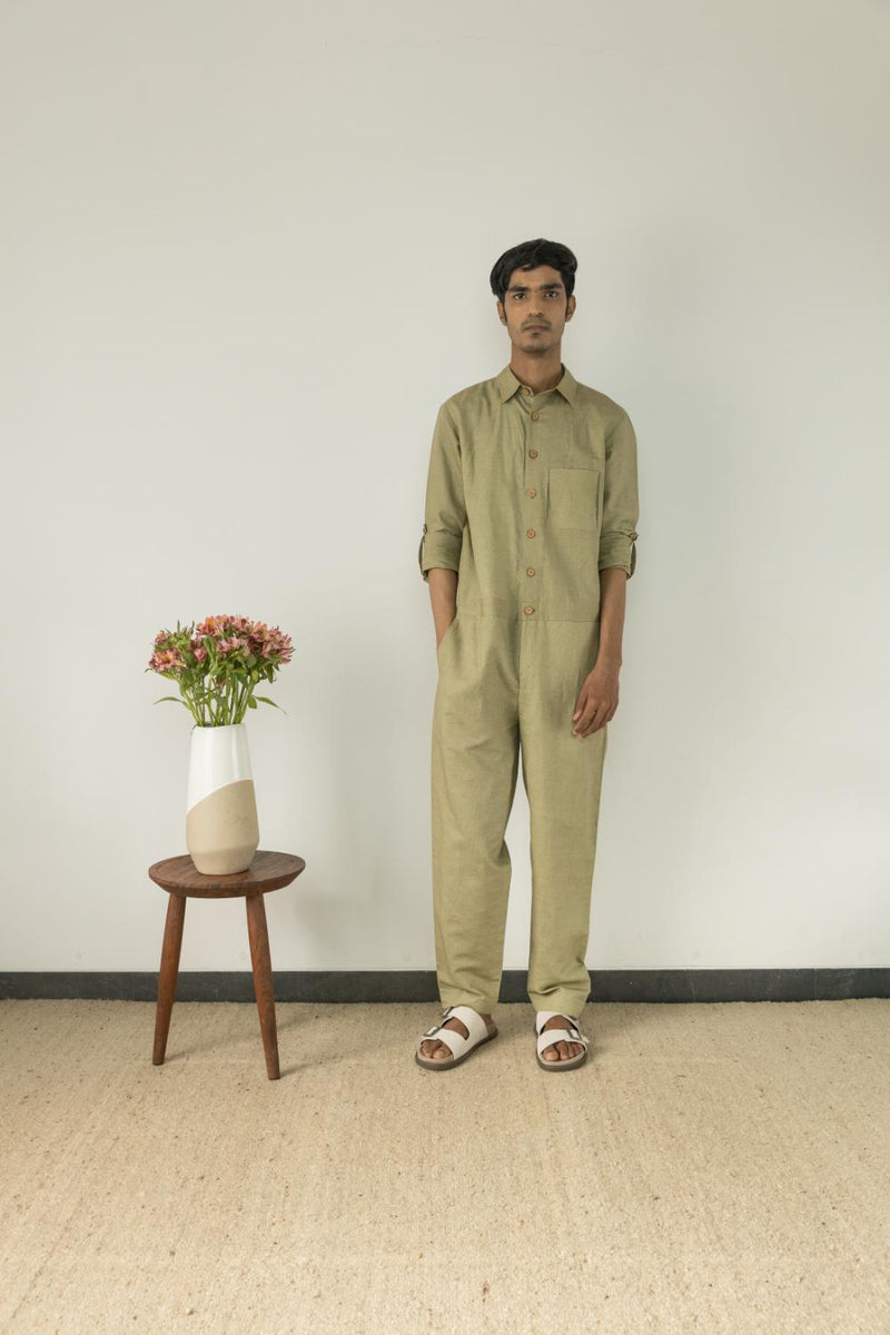 Anushé Pirani Hemp Cotton Men's Moss Green Jumpsuit