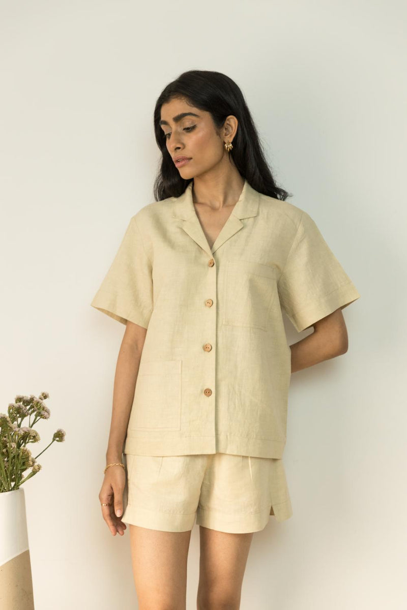 Anushé Pirani Hemp Cotton Women's Beige Shirt