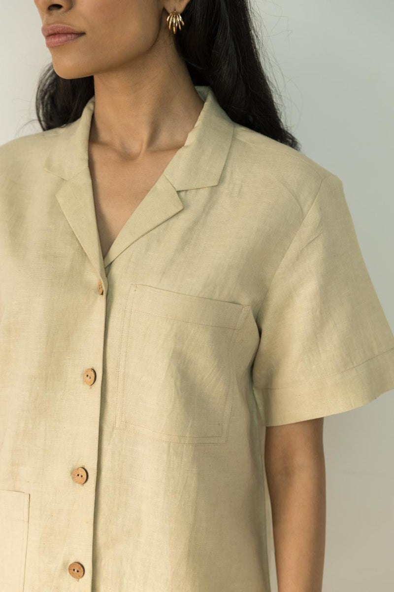 Anushé Pirani Hemp Cotton Women's Beige Shirt