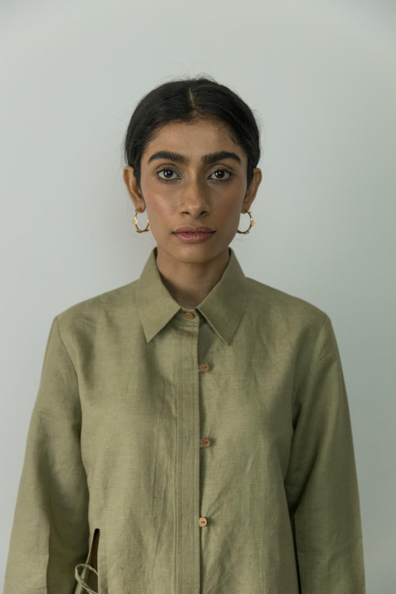 Anushé Pirani Hemp Cotton Women's Moss Green Shirt