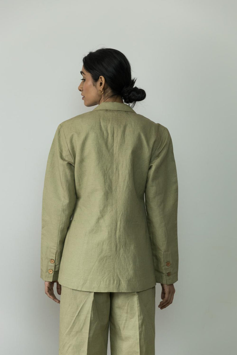 Anushé Pirani Hemp Cotton Women's Moss Green Blazer