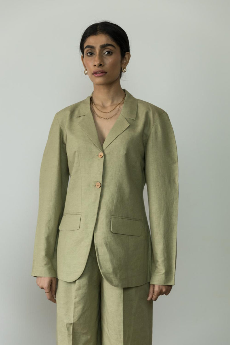 Anushé Pirani Hemp Cotton Women's Moss Green Blazer