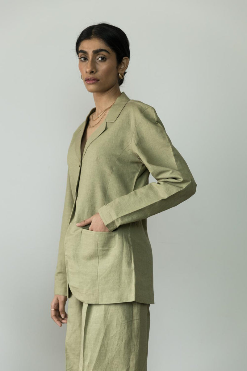 Anushé Pirani Hemp Cotton Women's Moss Green Blazer