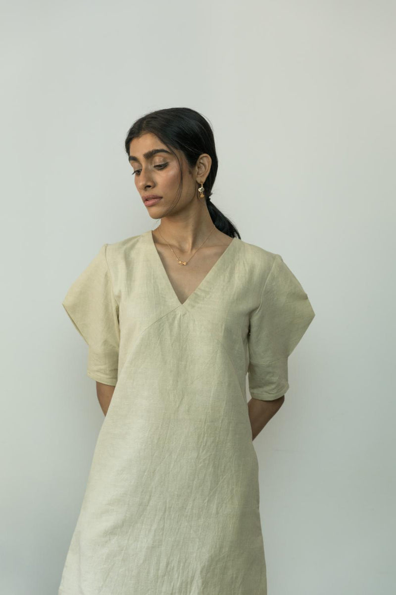 Anushé Pirani Hemp Cotton Women's Beige Dress