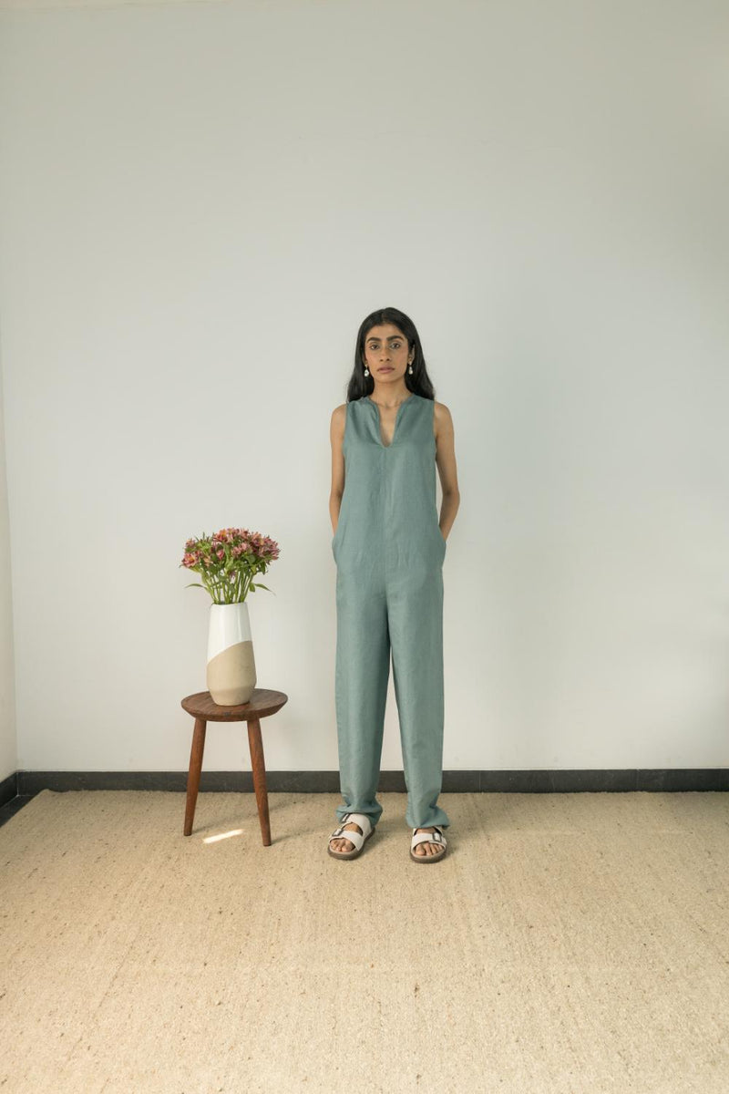 Anushé Pirani Hemp Cotton Women's Ocean Blue Jumpsuit