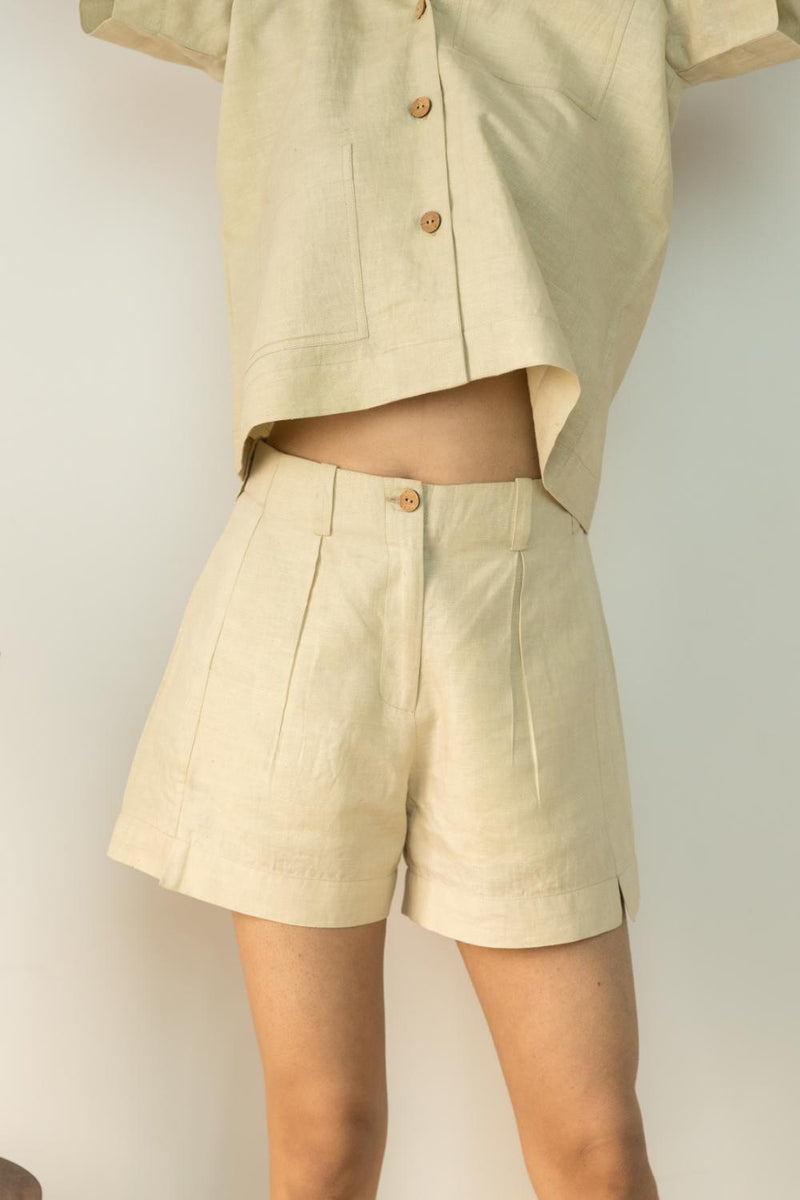 Anushé Pirani Hemp Cotton Women's Beige Shorts