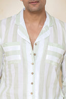 Paizlie 100% Cambric Cotton Sage Stripes Loungewear