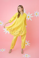 The House of Hemp Ocre Yellow Dahlia Coord