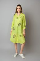 The House of Hemp Sage Green Bhutta Long Shirt