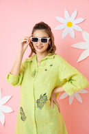 The House of Hemp Sage Green Bhutta Long Shirt