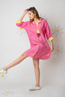 The House of Hemp Candy Pink Overthinking Long Shirt