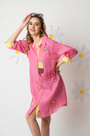 The House of Hemp Candy Pink Overthinking Long Shirt