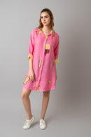 The House of Hemp Candy Pink Overthinking Long Shirt