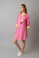 The House of Hemp Candy Pink Overthinking Long Shirt