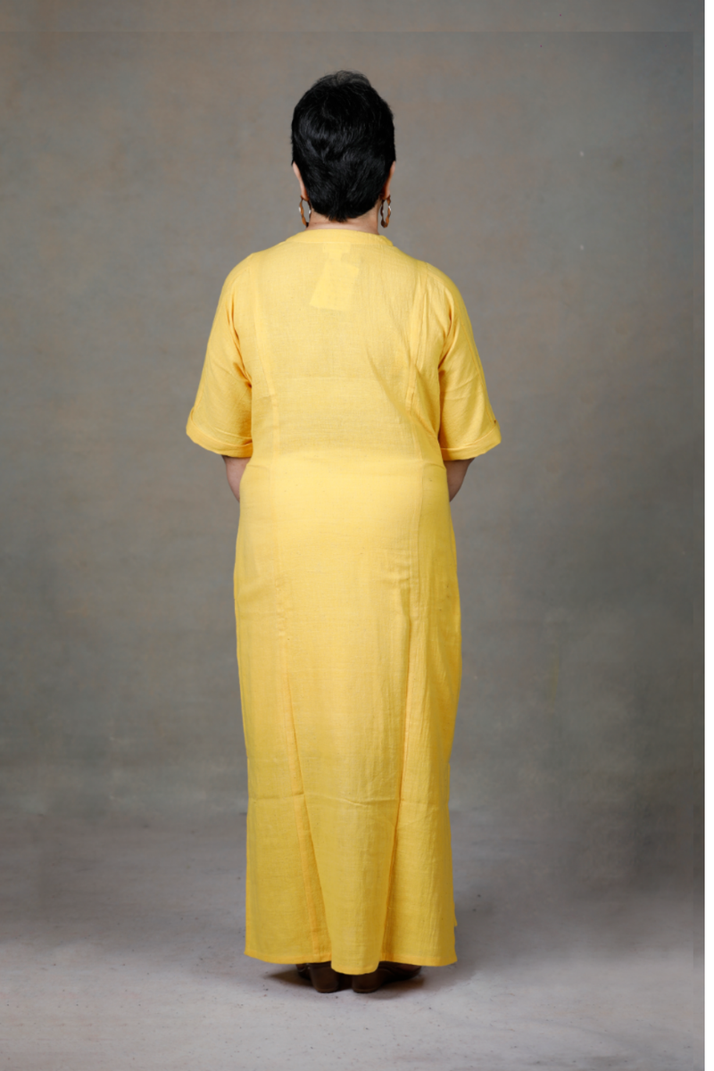 Slowthreads Kala Cotton Womens Yellow Kaftan Dress