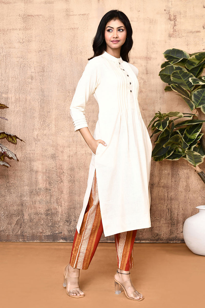 Expressions By UV Sadira Off-white Handloom Cotton Kurta