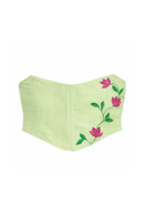 JOD Cotton body Fit Hand Painted Floral Sage Green Corset Top for Women
