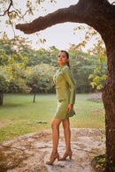 The Conscious Closet Spanish Green Spanish Cut-Out Blazer Dress